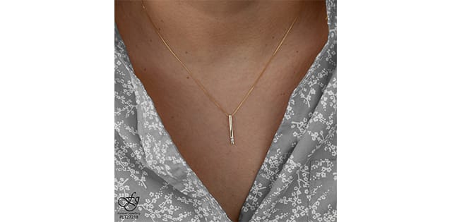 10K YG .008CTW RBC DIAMOND BAR PENDANT