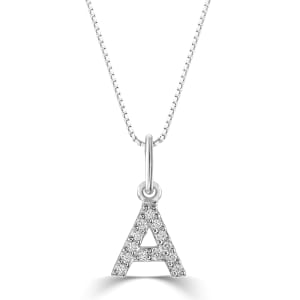 10K WG .04CTW DIAMOND INITIAL "A" PENDANT WITH CHAIN