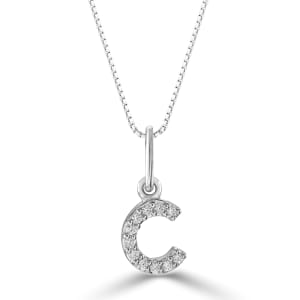 10K WG .04CTW DIAMOND INITIAL "C" PENDANT WITH CHAIN