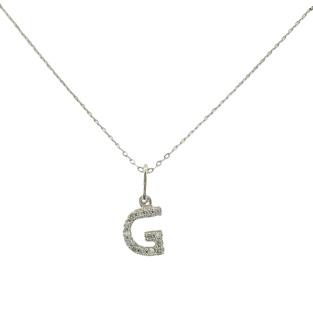 10K WG .04CTW DIAMOND INITIAL "G" PENDANT WITH CHAIN