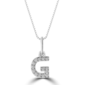 10K WG .04CTW DIAMOND INITIAL "G" PENDANT WITH CHAIN