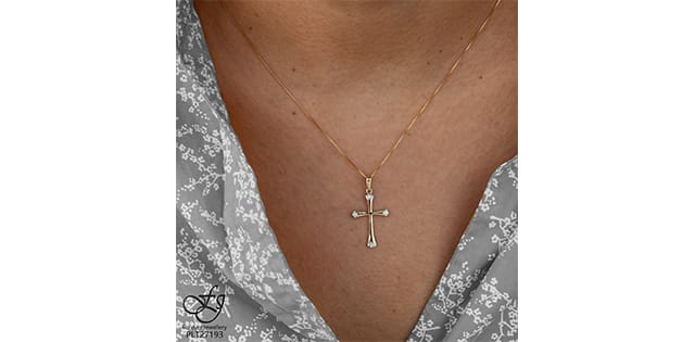 10K Y/G .03TW DIAMOND CROSS