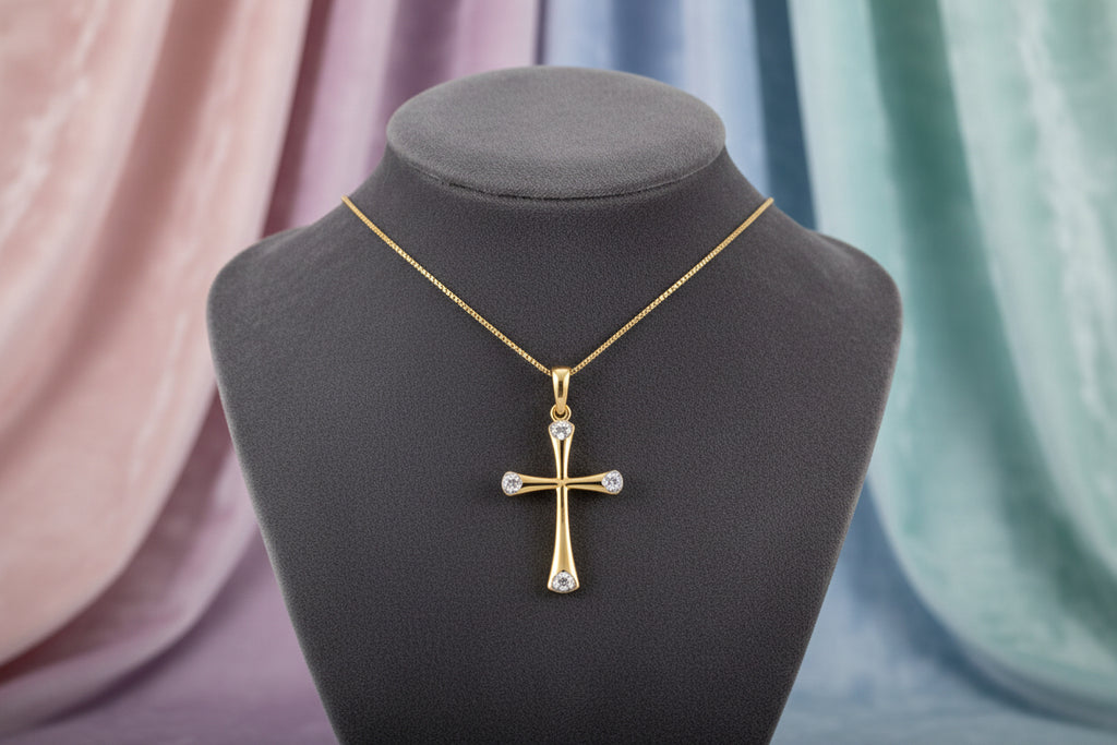 10K Y/G .03TW DIAMOND CROSS