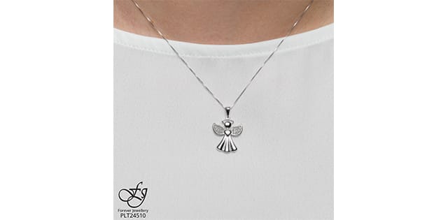 10K .015TW DIAMOND ANGEL PENDANT