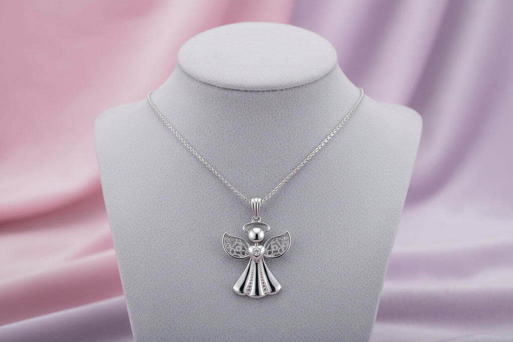 10K .015TW DIAMOND ANGEL PENDANT