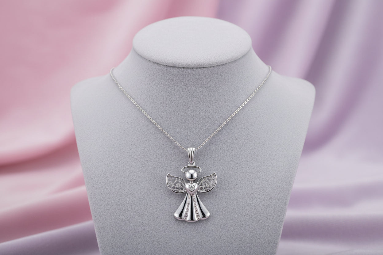 10K .015TW DIAMOND ANGEL PENDANT