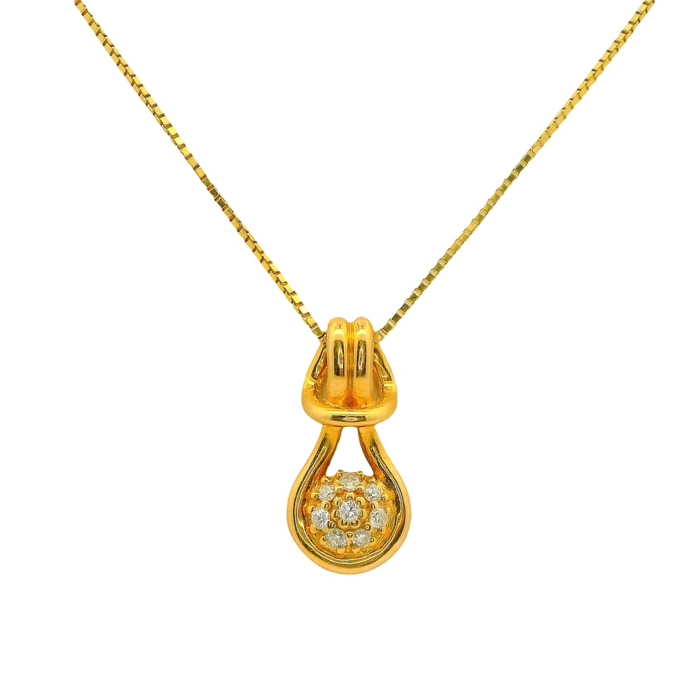 14K YG DIA ILLUSION PENDANT WITH CHAIN