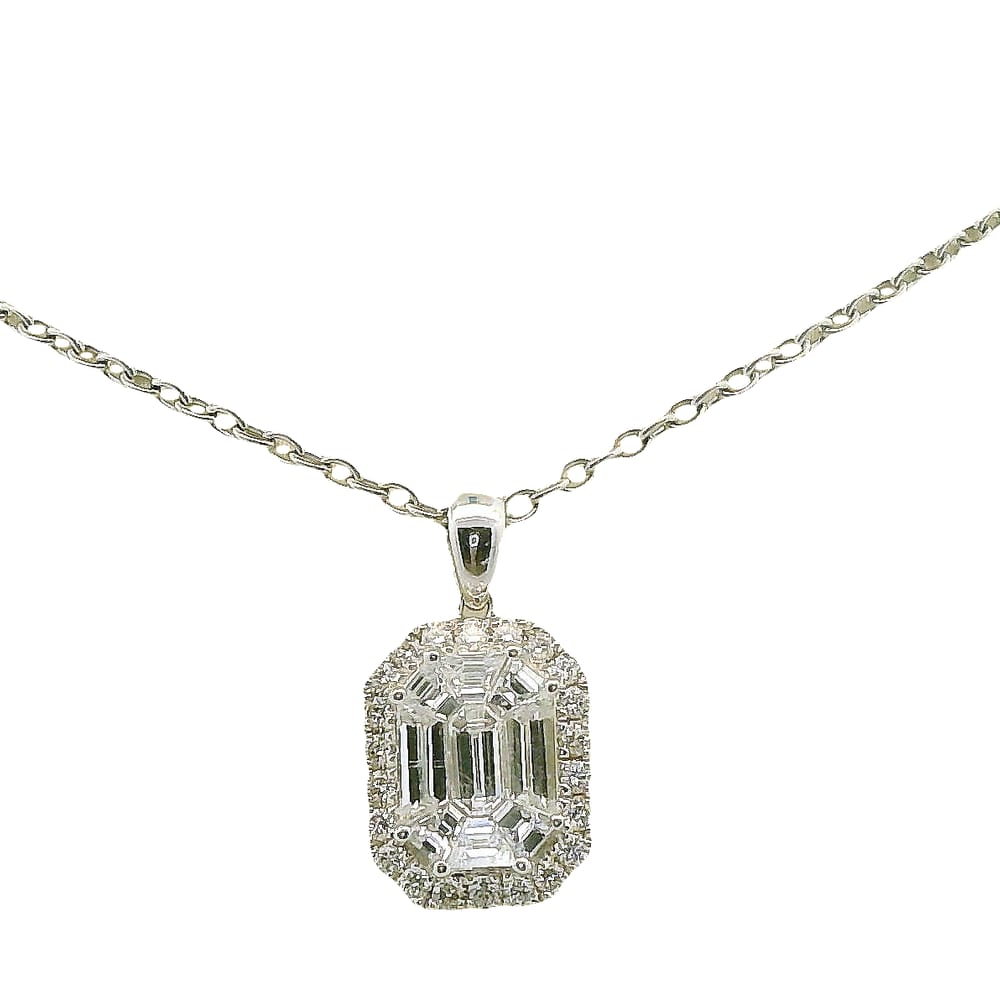 14K WG .92CTW DIA PEND W/14K WG 16" CHAIN