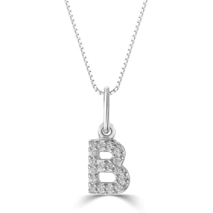 10K WG .04CTW DIAMOND INITIAL "B" PENDANT WITH CHAIN