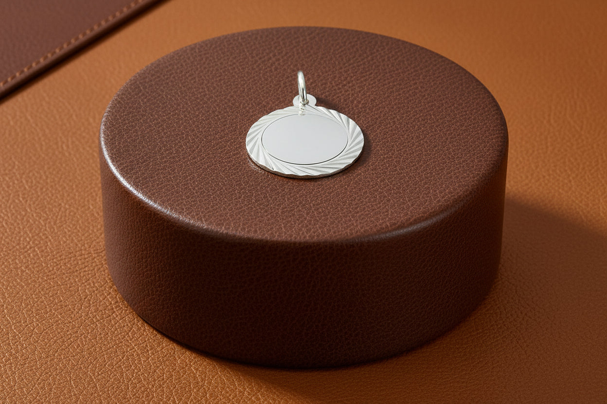 SS SMALL DIAMOND FACETED DISC CHARM
