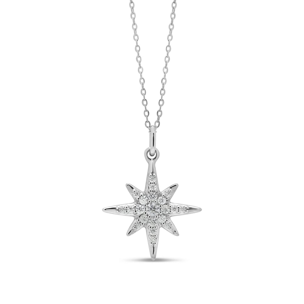 10K WG 0.10ctw Diamond Mode North Star Pendant with Chain