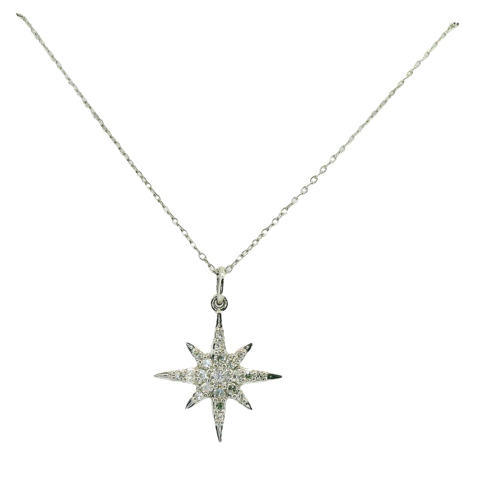 10K WG 0.10ctw Diamond Mode North Star Pendant with Chain