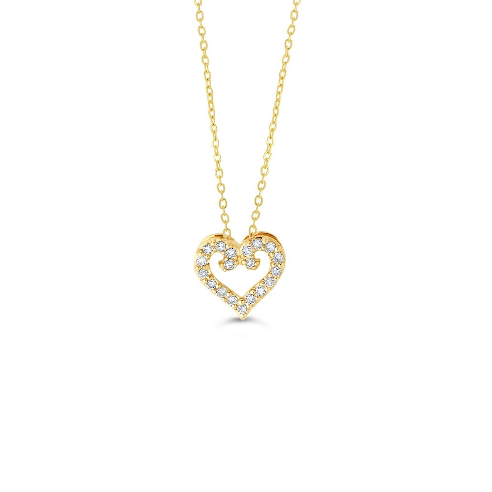 10K YG 0.10ctw Diamond Love Heart Pendant with chain