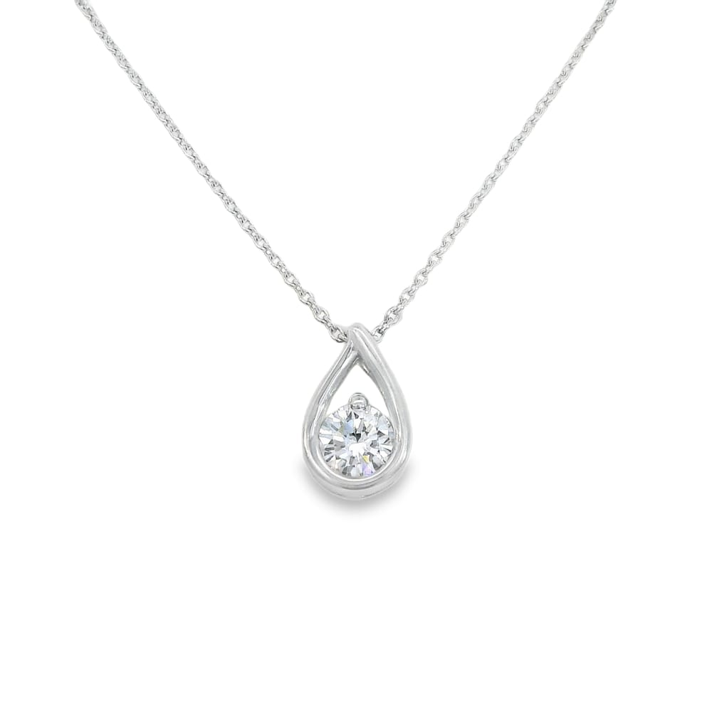 Sterling Silver 0.25ct VS2,F BR Lab Grown Diamond Tear Drop Pendant with chain