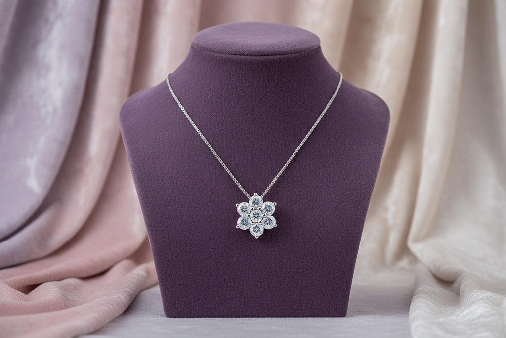 10K WG 0.75ctw VS,EF RB Lab Grown Diamond Pendant w/ Chain