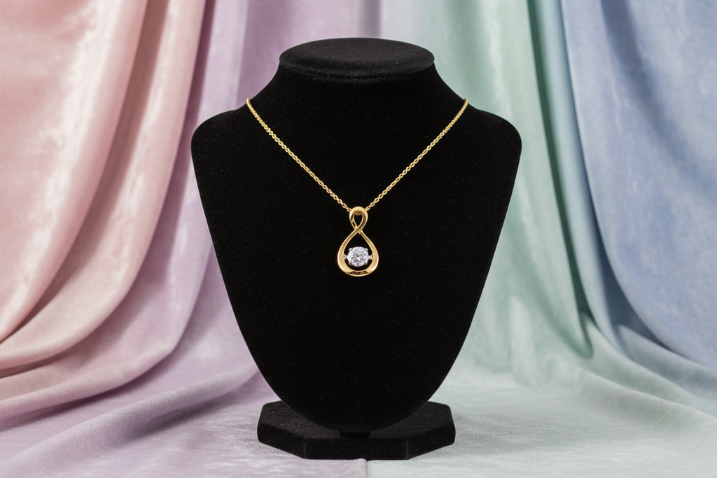 10K YG 0.30ct VS,EF RB Lab Grown Diamond Infinity Moving Pendant w/ Chain