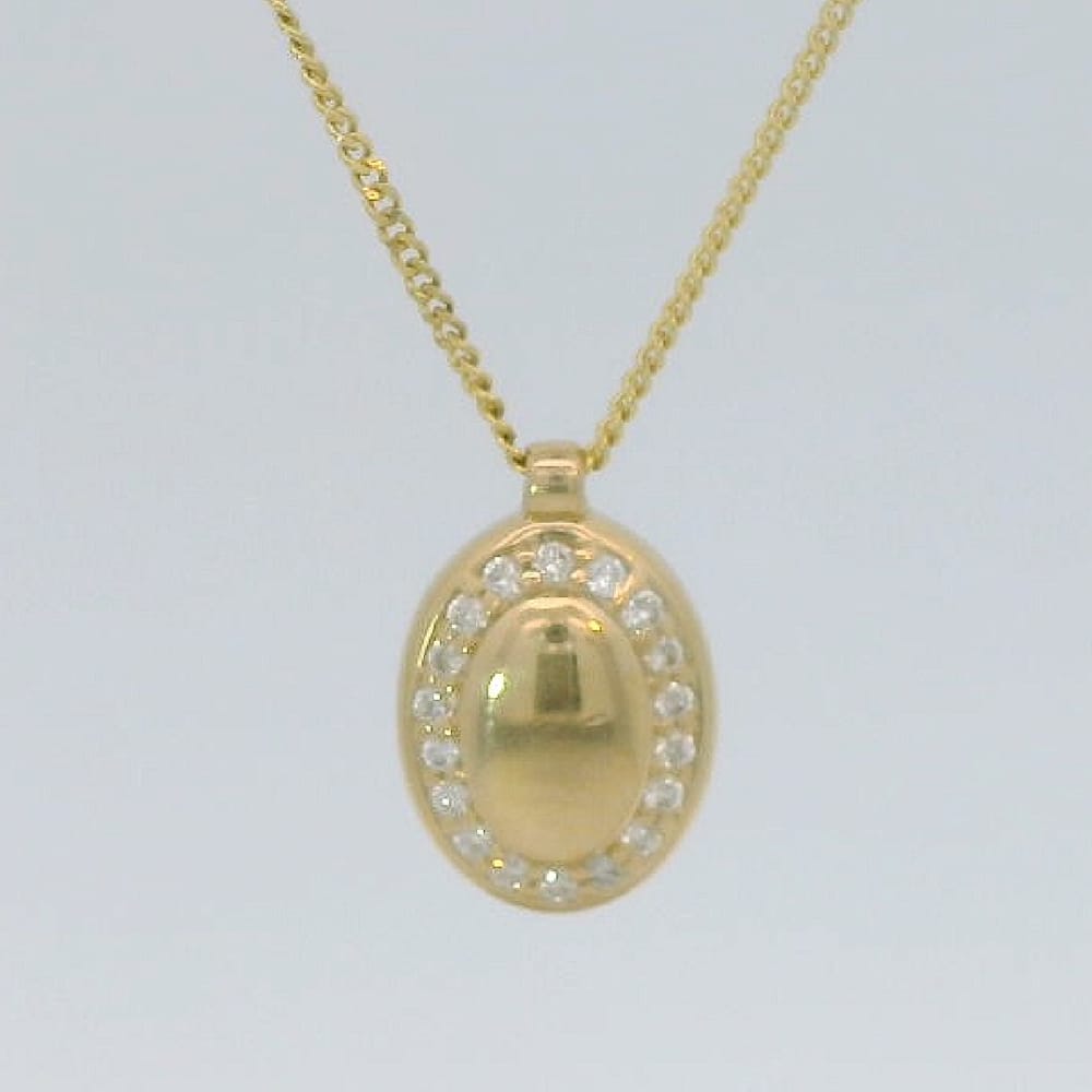 10K YG 0.07ctw VS2,F Lab Grown Diamond Oval Pendant w/ Chain "Luxe"