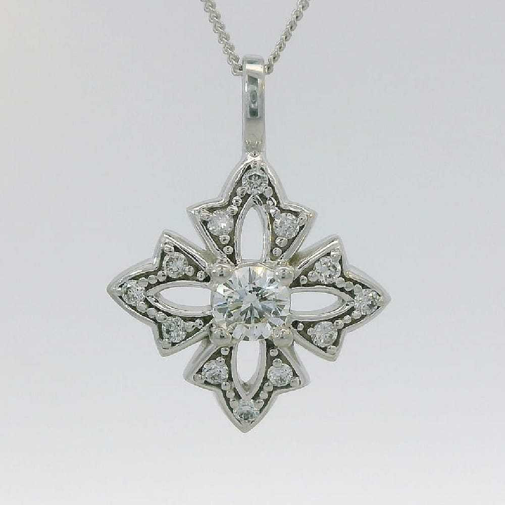 10K WG 0.35ctw VS2,F Lab Grown Diamond Pendant w/ Chain "Luxe"