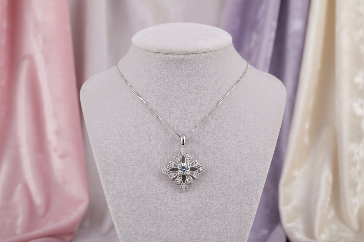 10K WG 0.35ctw VS2,F Lab Grown Diamond Pendant w/ Chain "Luxe"