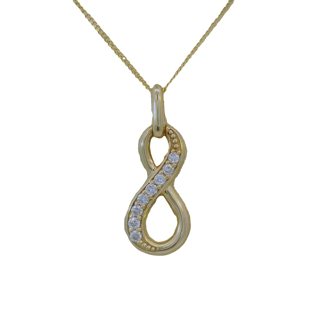 10K YG 0.08ctw VS2,F Lab Grown Diamond Infinity Pendant w/ Chain "Luxe"