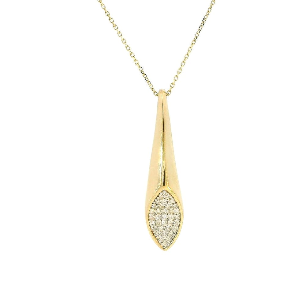 10K YG 0.19ctw Diamond Cone Shaped Pendant with Chain