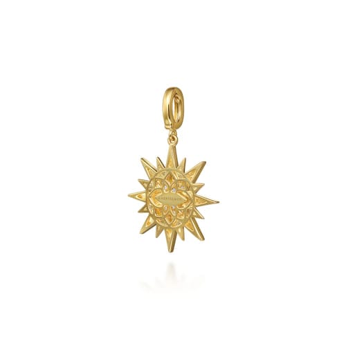 (S2205382) 14K YG 0.21CTW Diamond Starburst Medallion Pendant with Detachable Bail "Gabriel & Co"