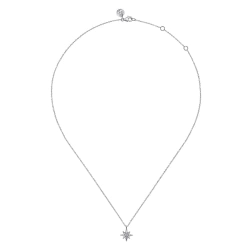 (S2205328) Sterling Silver 0.03ct SI Diamond Starburst Pendant with Chain 17.5" "Gabriel & Co."