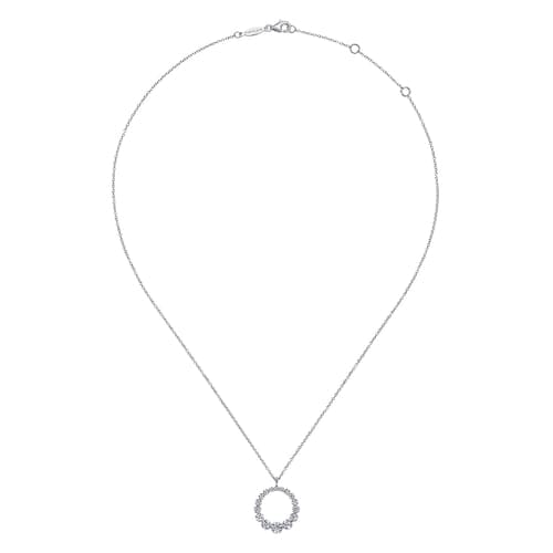 (S2211182) 14K WG 0.26CTW Diamond Circle Pendant with Chain "Gabriel & Co"