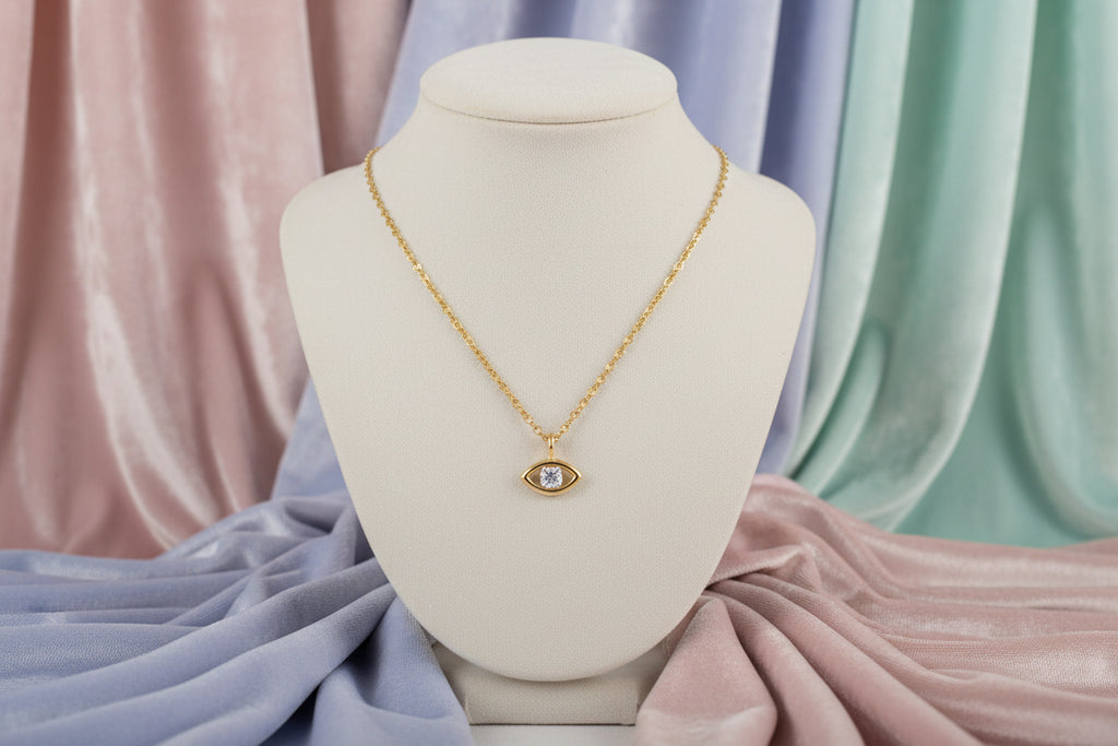 (S2159082) 14K YG 0.03CTW Diamond Evil Eye Pendant with Chain "Gabriel & Co"