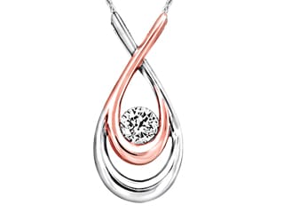 14K WG/RG 0.25ct I1,G-I Canadian Diamond Pendant with Chain