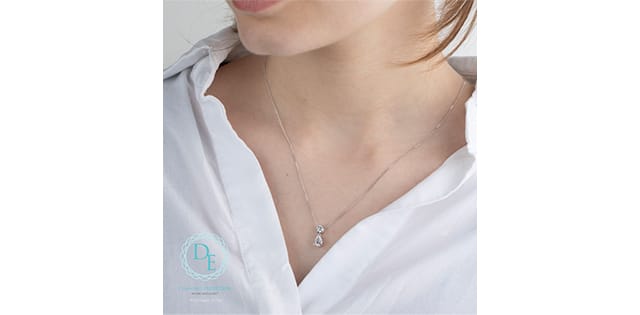 10K WG 0.75CTW Round and Pear Lab Grown Diamond Dangling Earrings