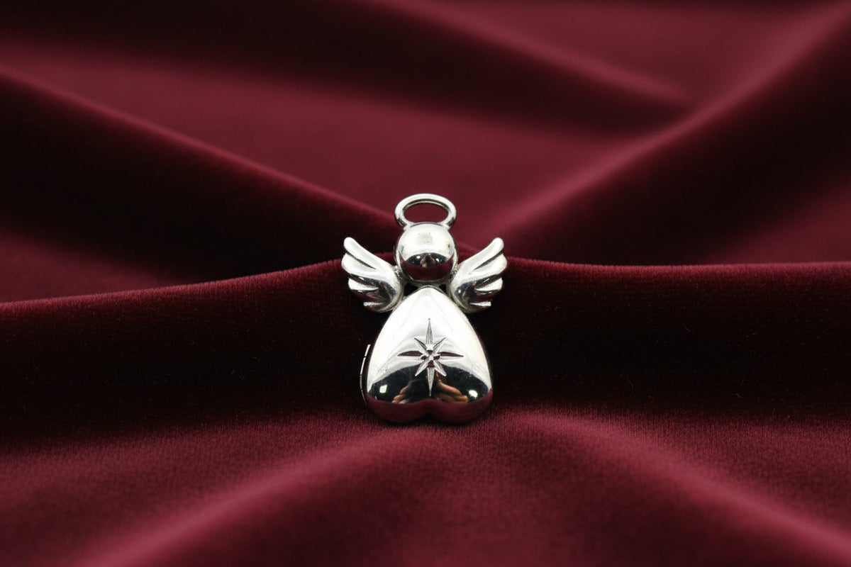 Sterling Silver RHD Angel/Heart Locket with Diamond