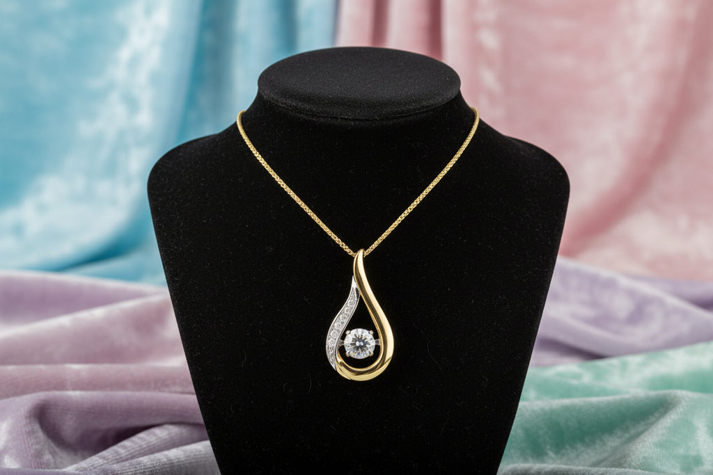 10K YG 0.30ct VS,EF RB Lab Grown Diamond & 0.033ctw Lab Diamond Glistening Drop Moving Pendant w/...