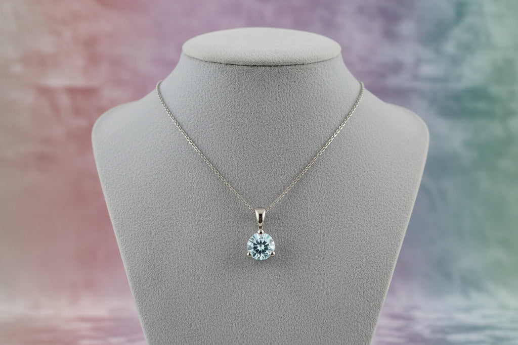 10K WG 0.70ct VS,EF RB Lab Grown Diamond 3-Claw Solitaire Pendant w/ chain