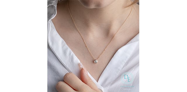 10K YG 0.70ct VS,EF RB Lab Grown Diamond Bezel Set Solitaire Pendant w/ Chain