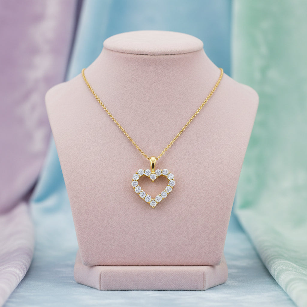 10K YG 0.33ctw VS,EF RB Lab Grown Diamond Heart Pendant w/ chain