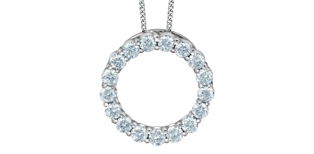10K WG 0.50ctw VS,EF RB Lab Grown Diamond Circle Pendant w/ Chain