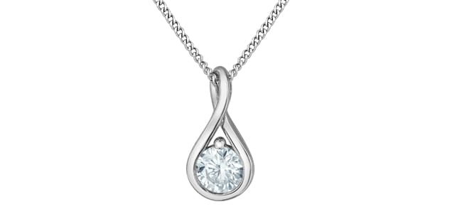 10K WG 0.25ct VS,EF RB Lab Grown Diamond Infinity Twist Solitaire Pendant w/ Chain
