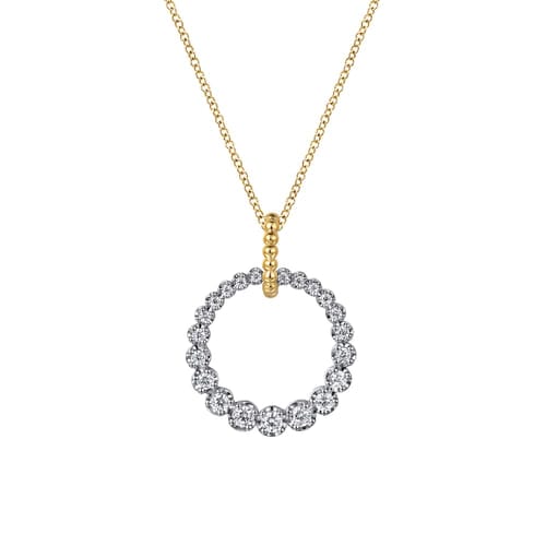 (S2205373) 14K YG/WG 0.54CTW Diamond Bujukan Drop Necklace "Gabriel & Co"