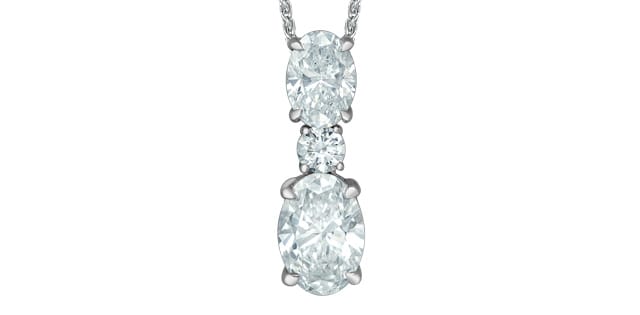 14K White Gold Multi Lab Diamond Pendant with Chain