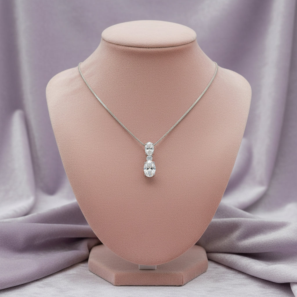 14K White Gold Multi Lab Diamond Pendant with Chain