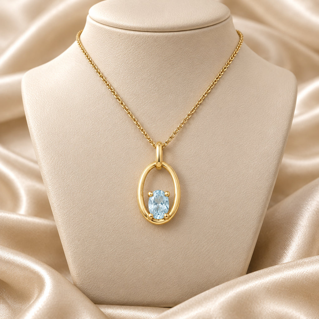 10K YG 0.30ct VS,EF Oval Lab Grown Diamond Solitaire Open Oval Pendant w/ Chain