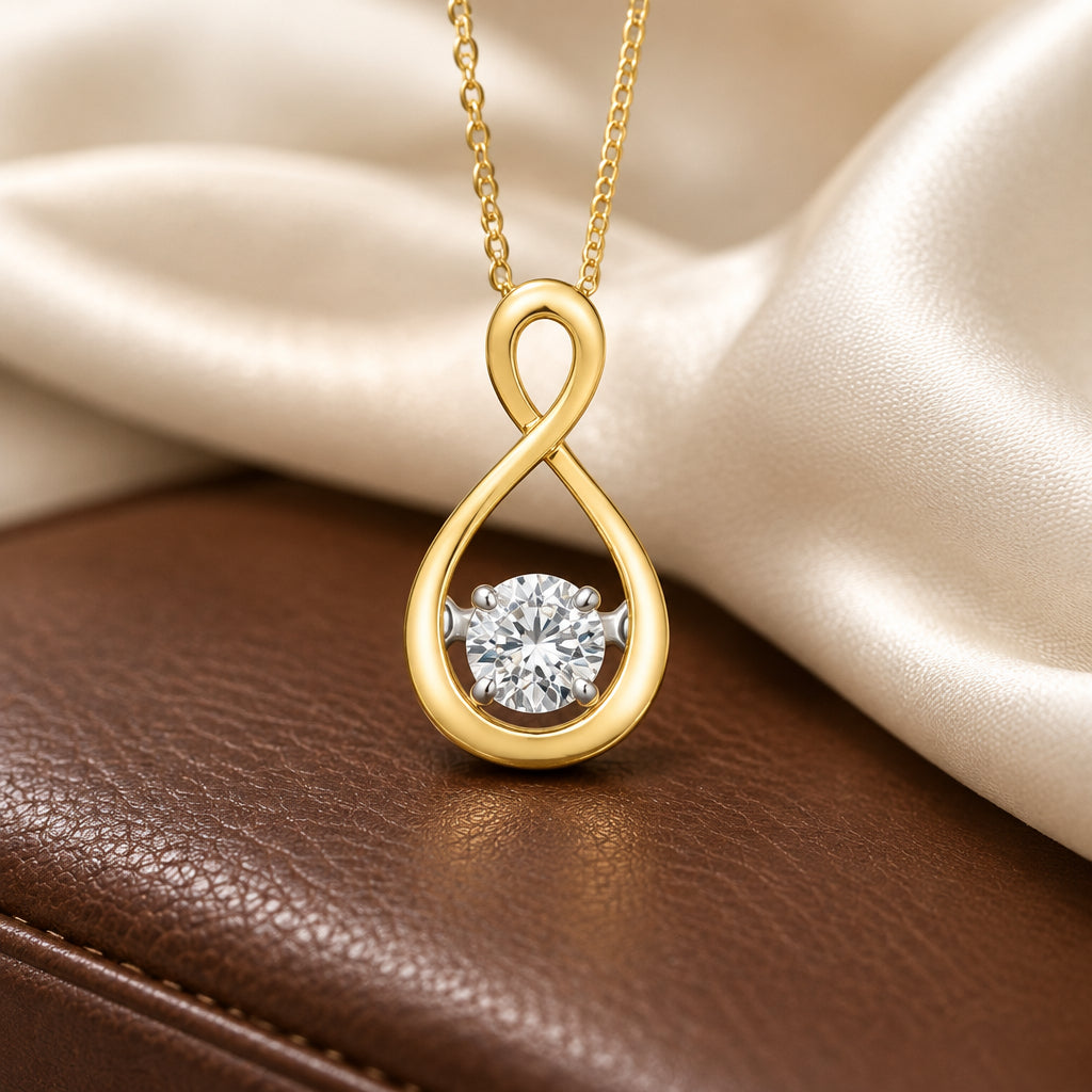 10K YG 0.30ct VS,EF RB Lab Grown Diamond Infinity Moving Pendant w/ Chain