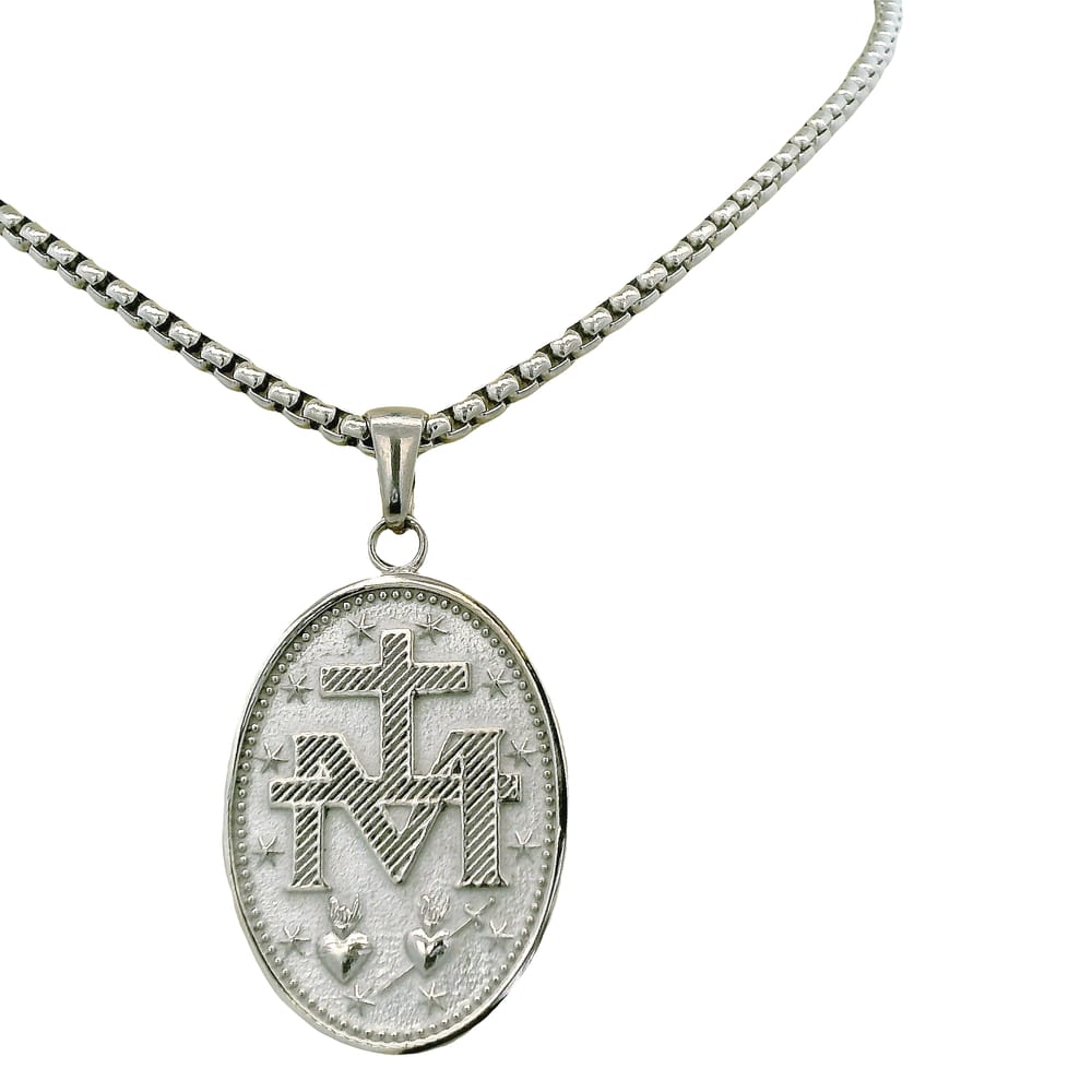 STAINLESS STEEL MIRACULOSA REVERSIBLE OVAL PENDANT WITH CHAIN