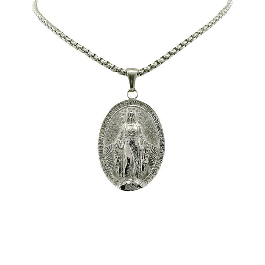 STAINLESS STEEL MIRACULOSA REVERSIBLE OVAL PENDANT WITH CHAIN