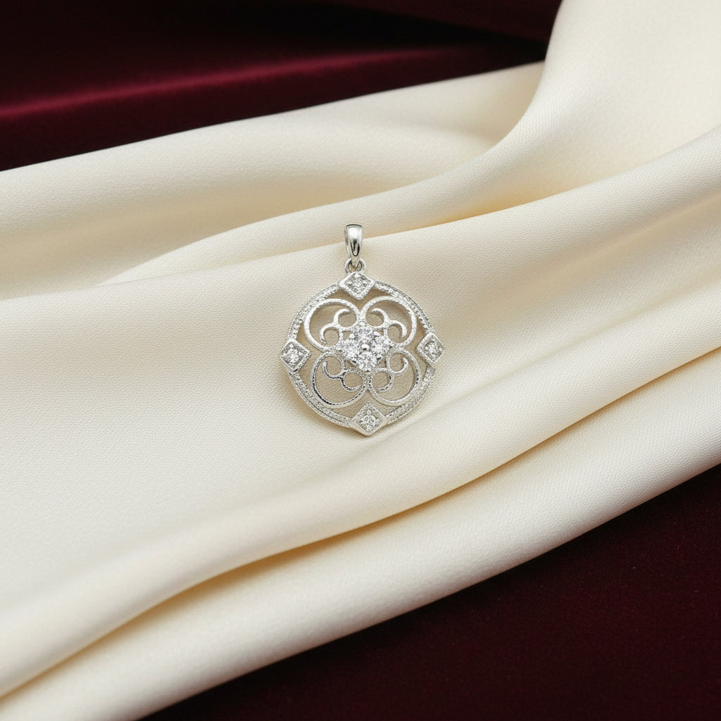SS RHD CZ FILIGREE PENDANT