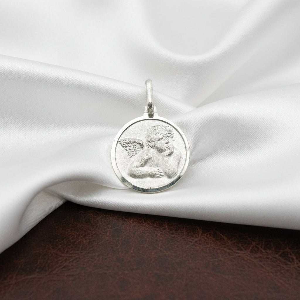 STERLING SILVER RHODIUM PLATED CZ ANGEL PENDANT