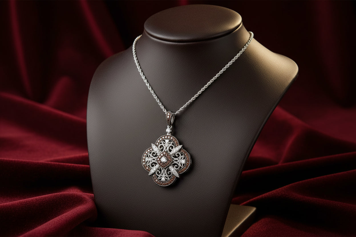 SS RP CZ NIGHT & DAY PENDANT SCALLOPED