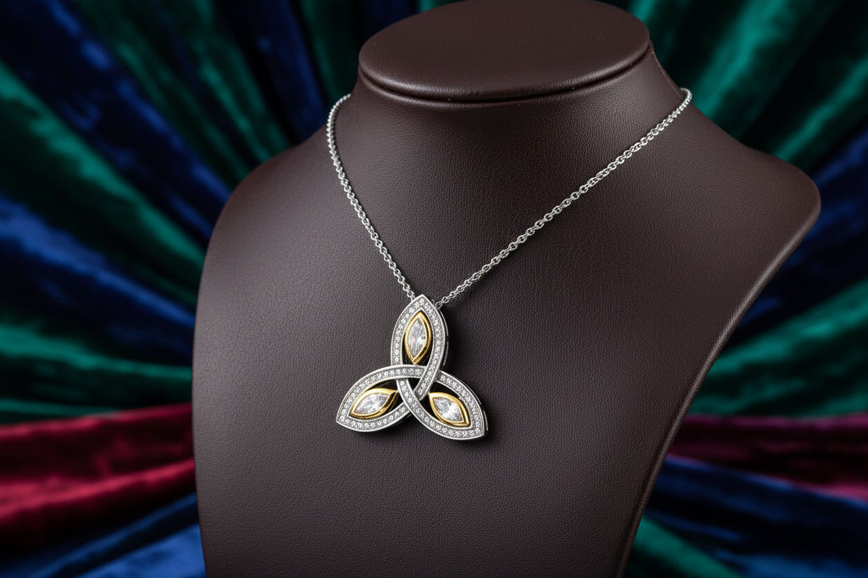 SS 10K YG CZ TRINITY PENDANT - KEITH JACK