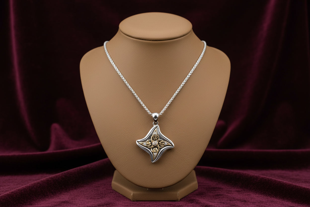 KEITH JACK SS & 10K YG CZ CELESTIAL STAR PENDANT WITH CHAIN
